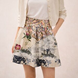 Anthropologie Leifnotes Storybook Patchwork Toile Mini Skirt | Early Anthro | 0